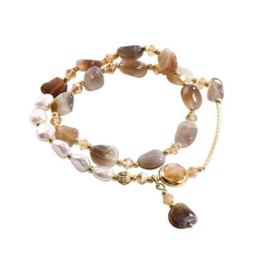 Boho Goddess Energy Necklace | Handcrafted Healing Gemstone Bar with Baroque Pearls | Spiritual Power & Chakra Balance Jewelry